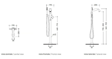 FOLD - Floor standing bathtub tap with hand shower by Ceramica Flaminia - view 3